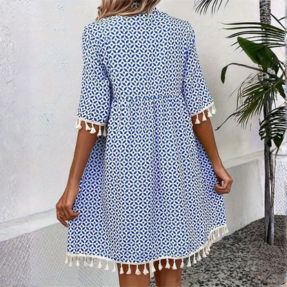 Boho Geometric Tassel Mini Dress