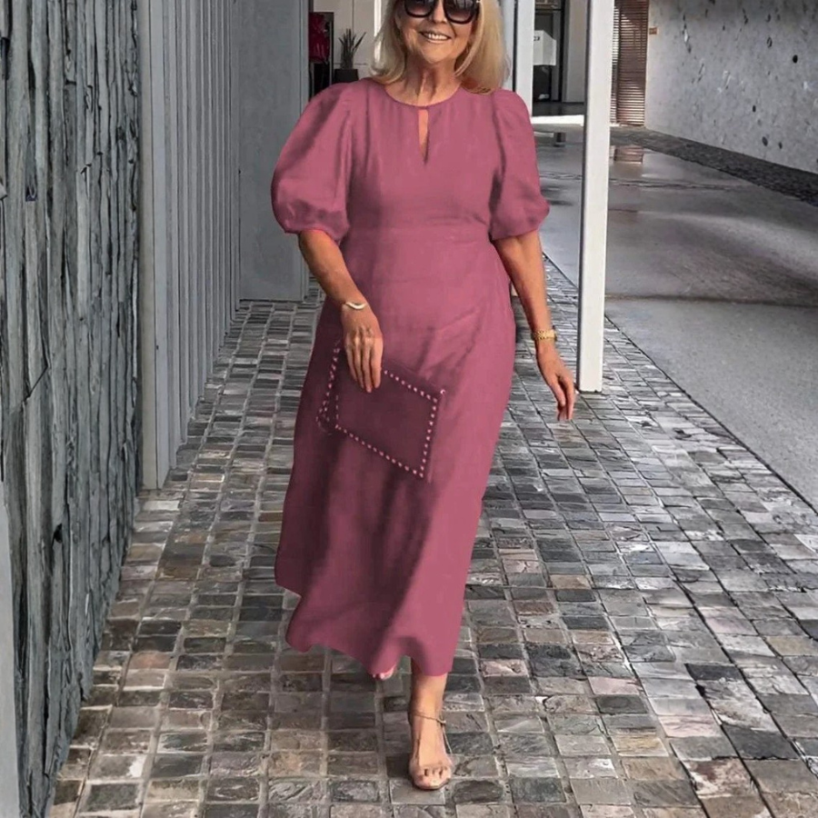Romantic Midi Dress Puff Sleeve