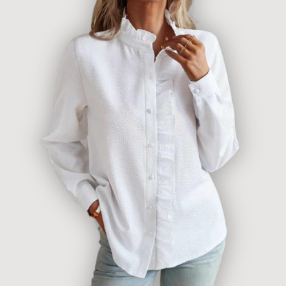 Chic Vertical Stripe Ruffle Blouse