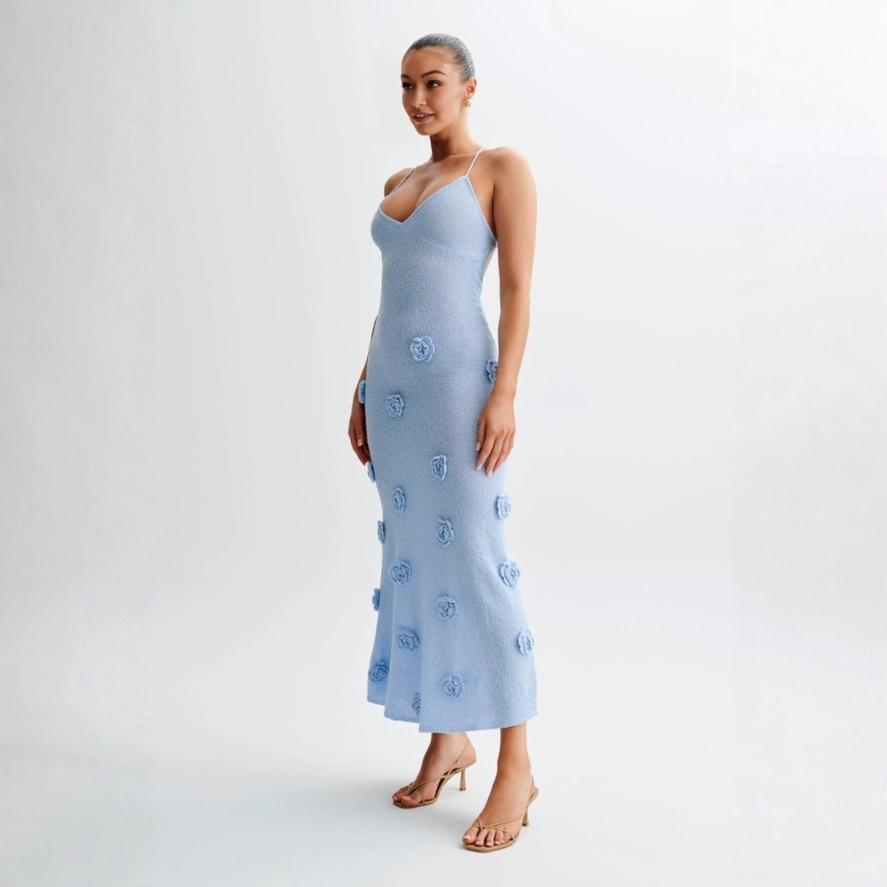 Shimmering Knit Halter Maxi Dress