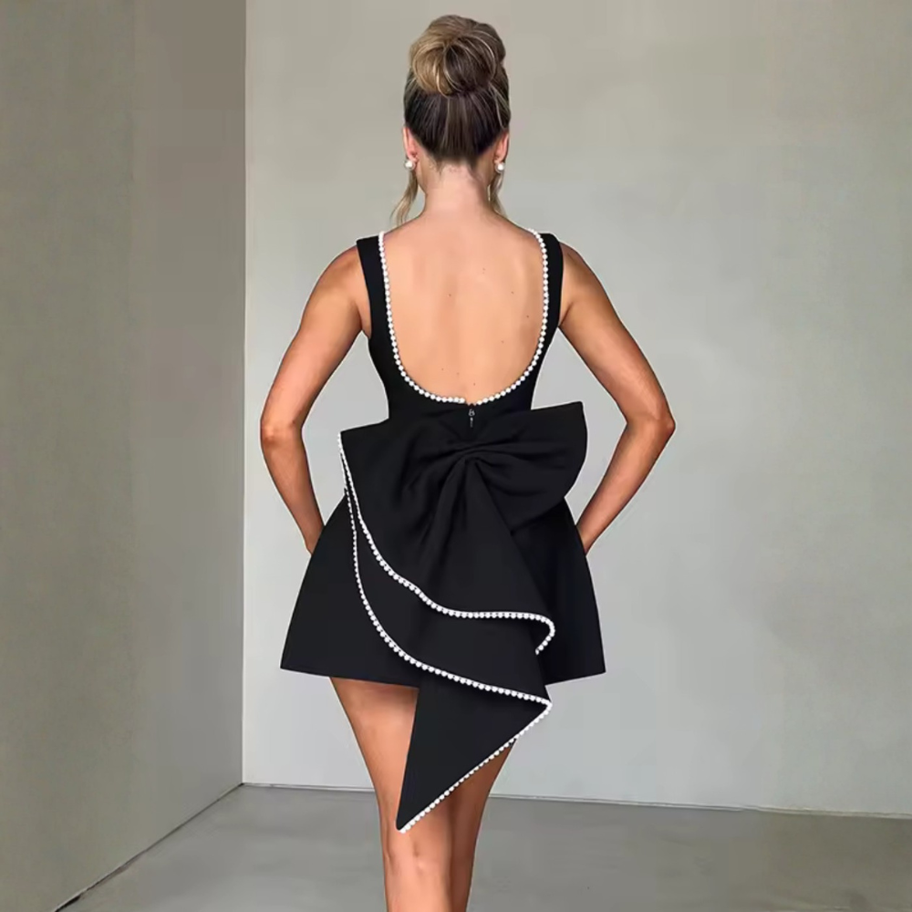 Lustrous Open Back Mini Dress