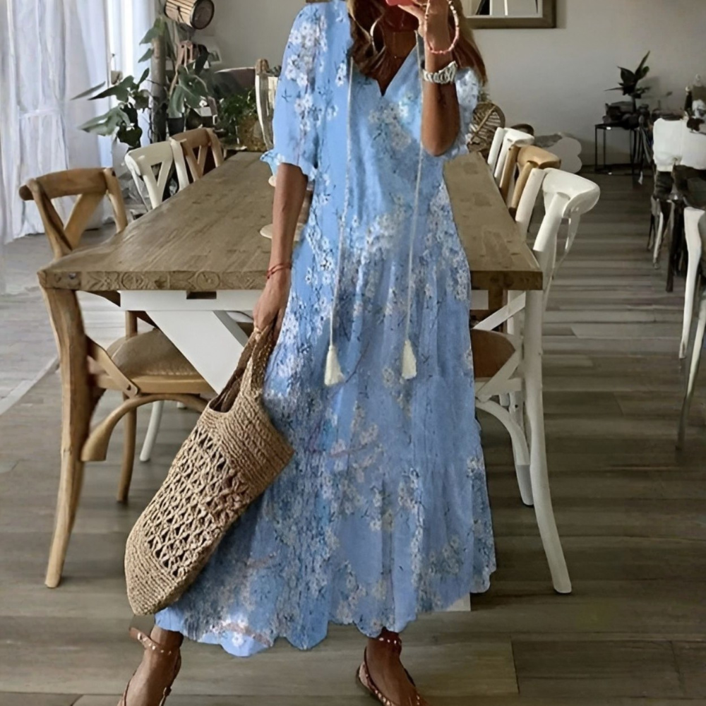 Boho Flowy Maxi Dress Tassel