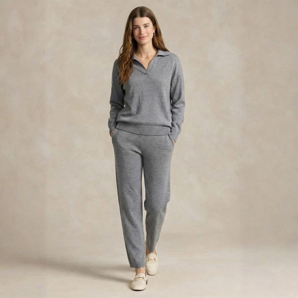 Cozy Knit Set Polo Collar