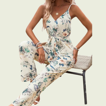 Backless Floral Strapless Jumpsuit
