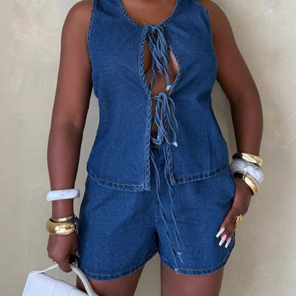 Sunny Tie Top Shorts Set