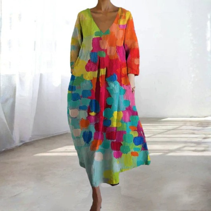 Vibrant Linen Midi Dress