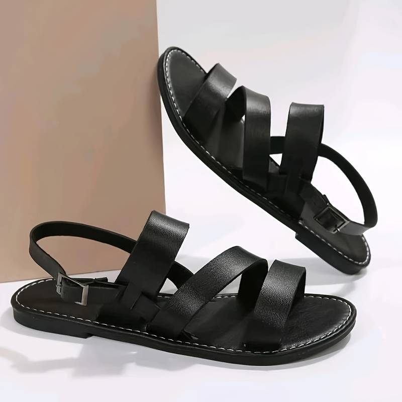 Flat Comfort Sandals with Classic Triple Strap Design