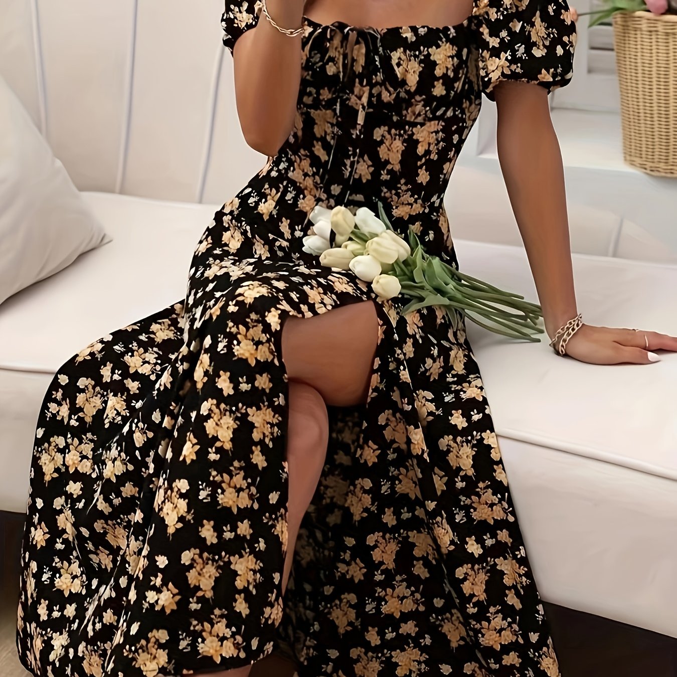 Floral Slit Midi Dress