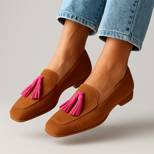 Polished Leather Tassel Loafers