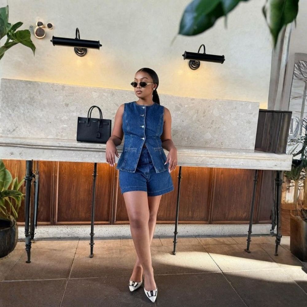 Sleek Denim Two Piece Set