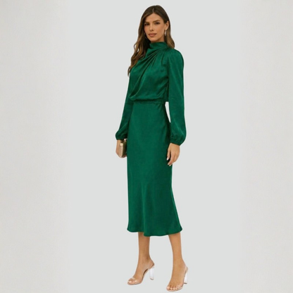 Graceful Midi Dress Long Sleeve