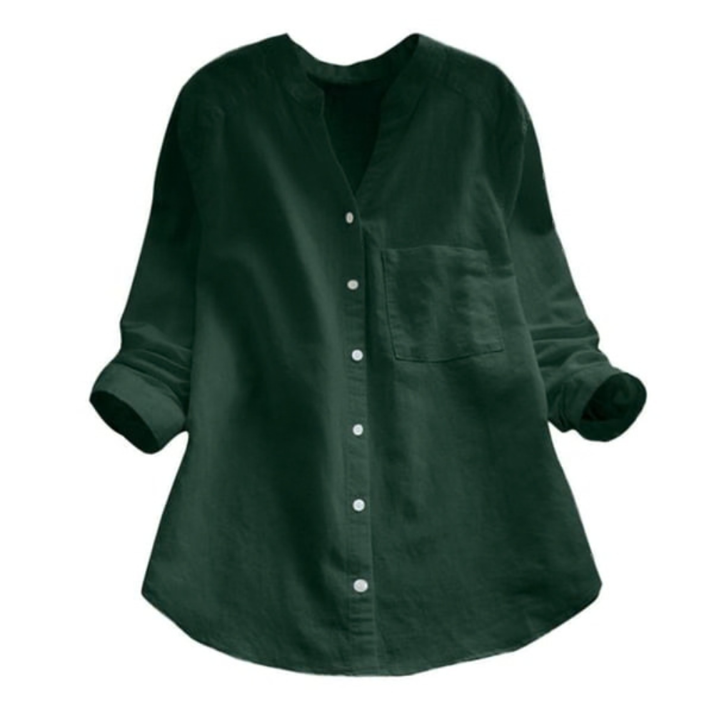 Relaxed Cotton Blouse Button Front