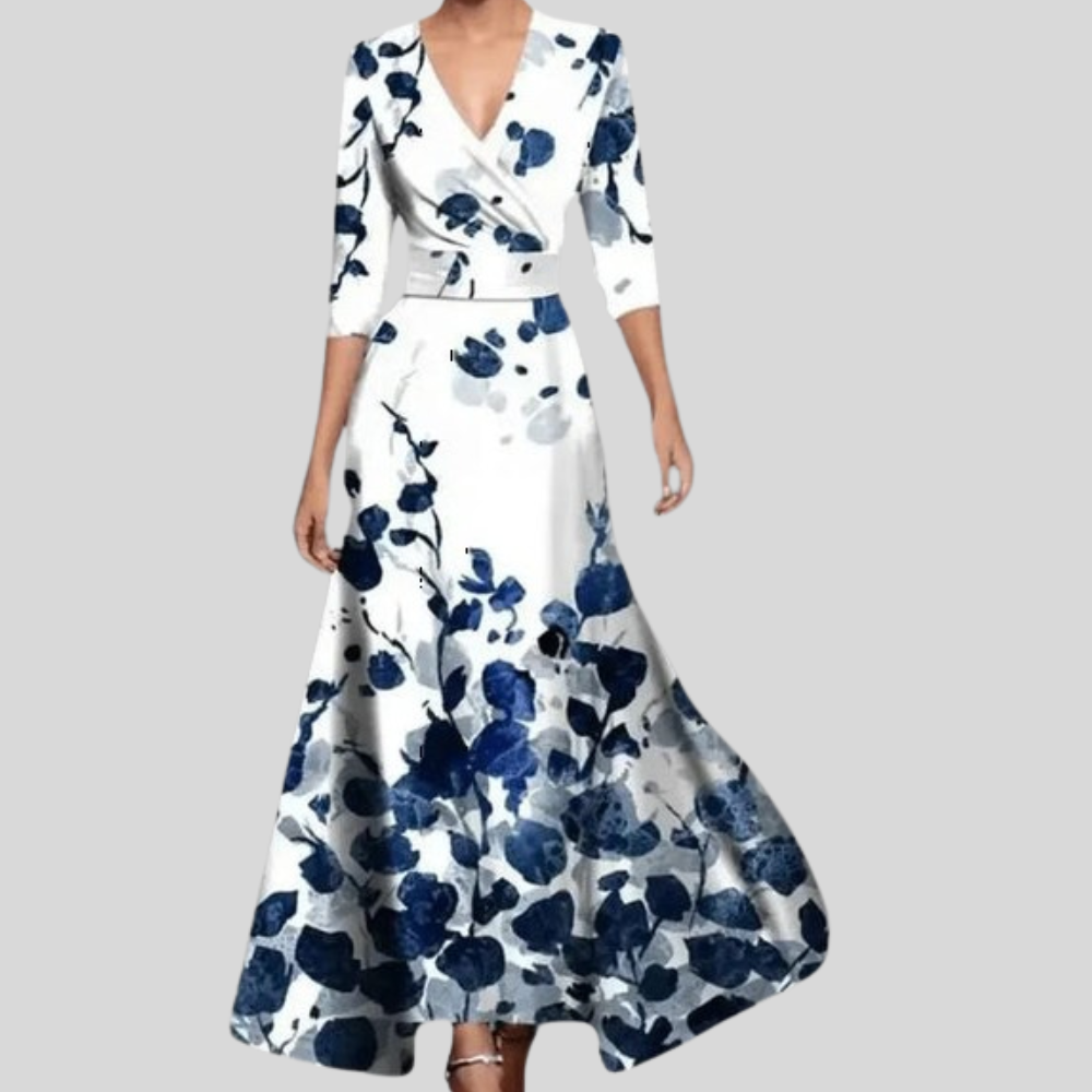 Chic Printed Wrap Maxi Dress