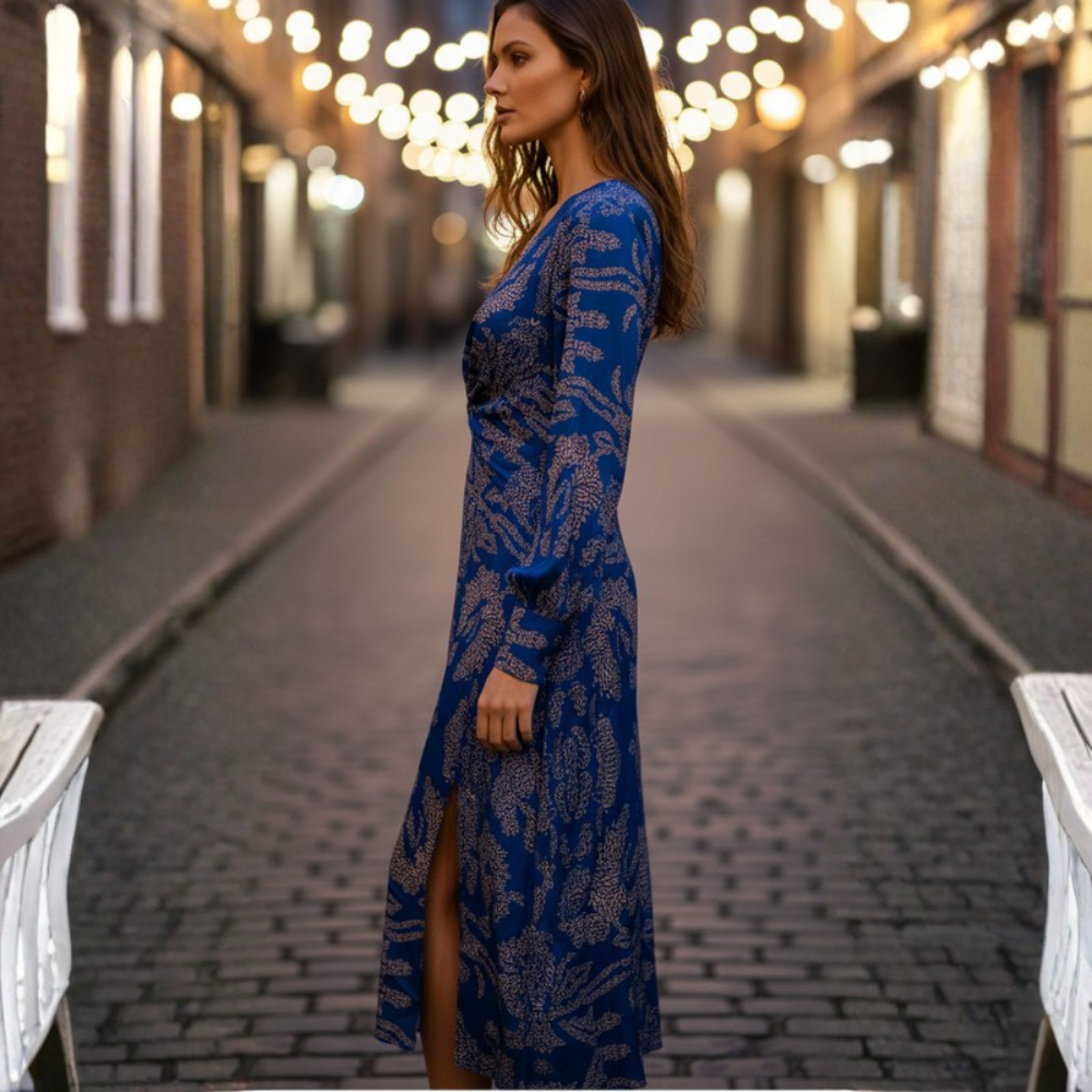 Graceful Midi Dress V Neck