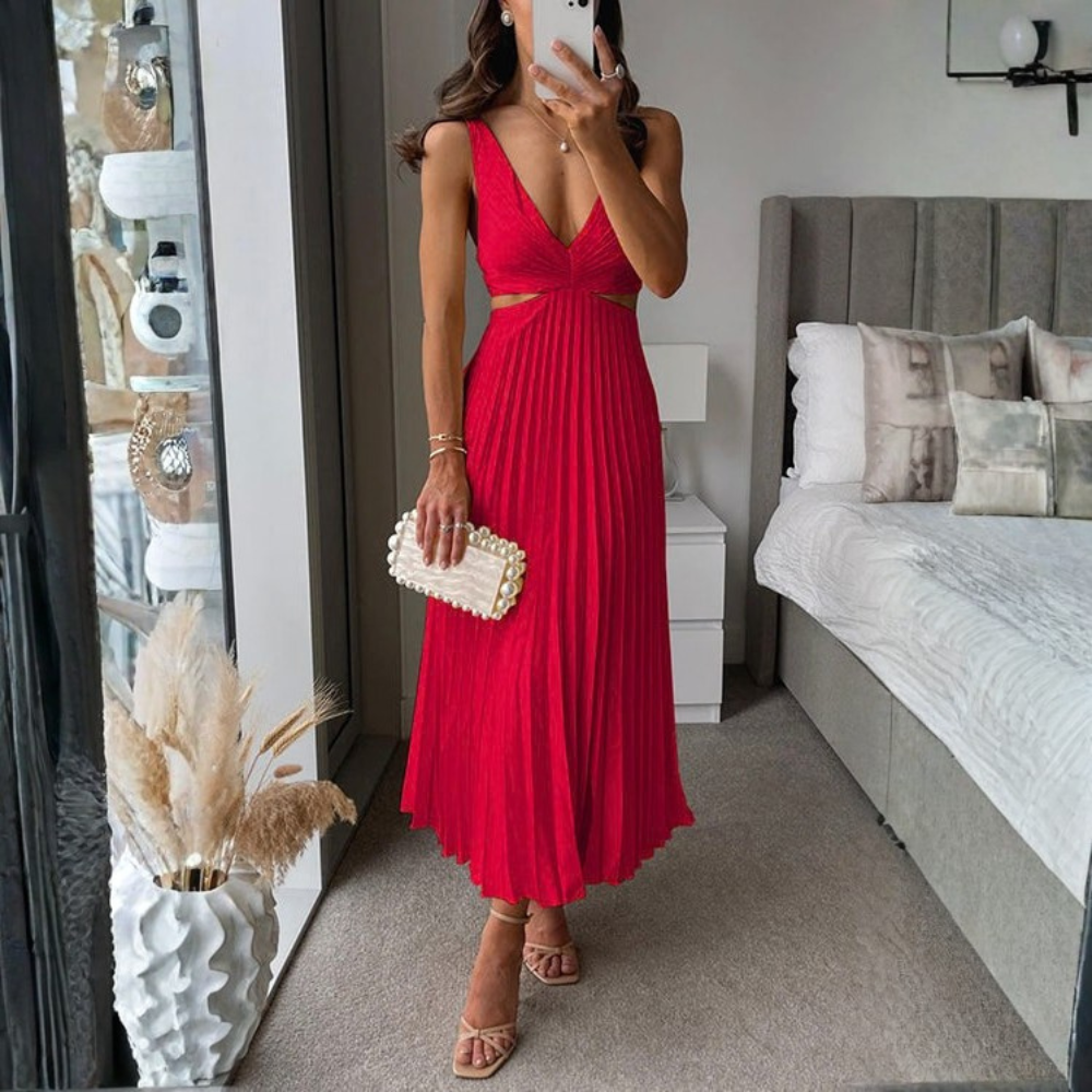 Graceful Midi Dress Twist Front