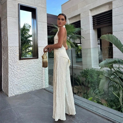 Flowing Pleated Two Piece Set