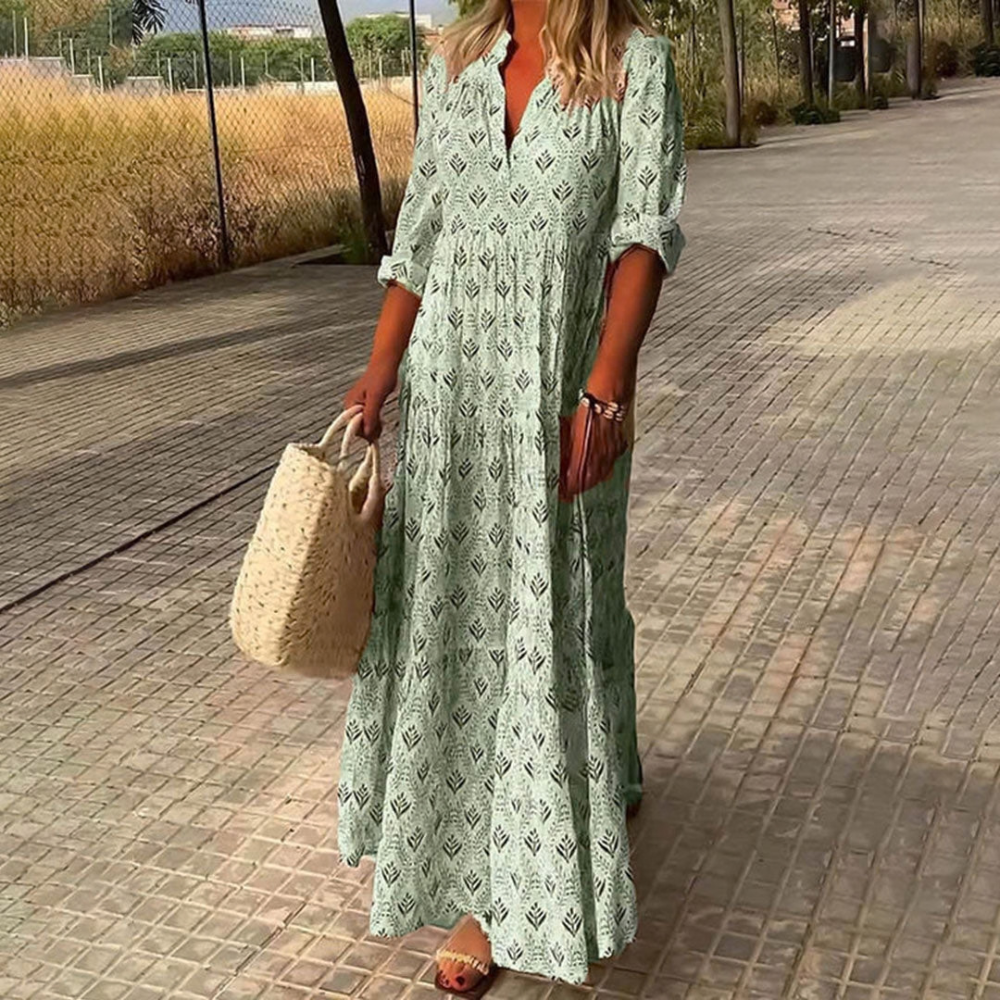 Boho Maxi Dress V Neck