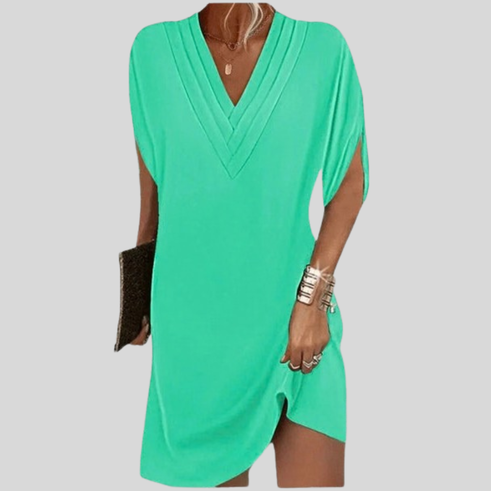 Effortless V Neck Shift Dress