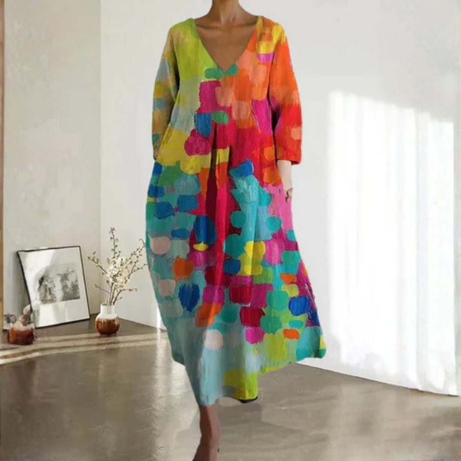 Vibrant Linen Midi Dress