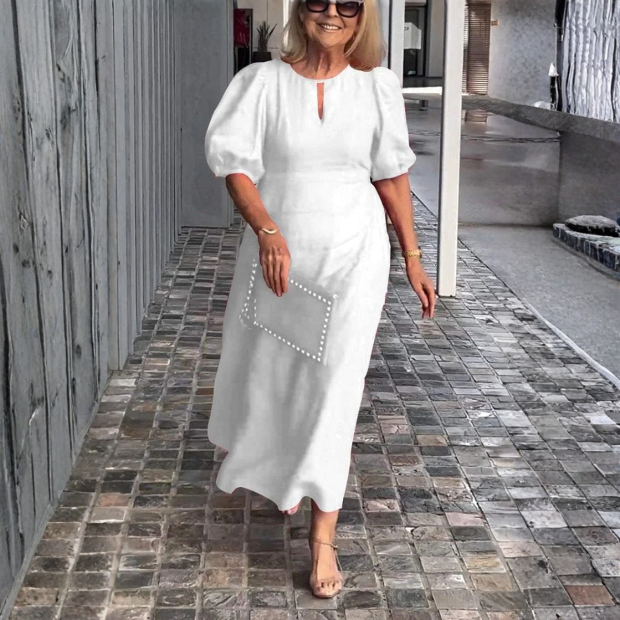 Romantic Midi Dress Puff Sleeve
