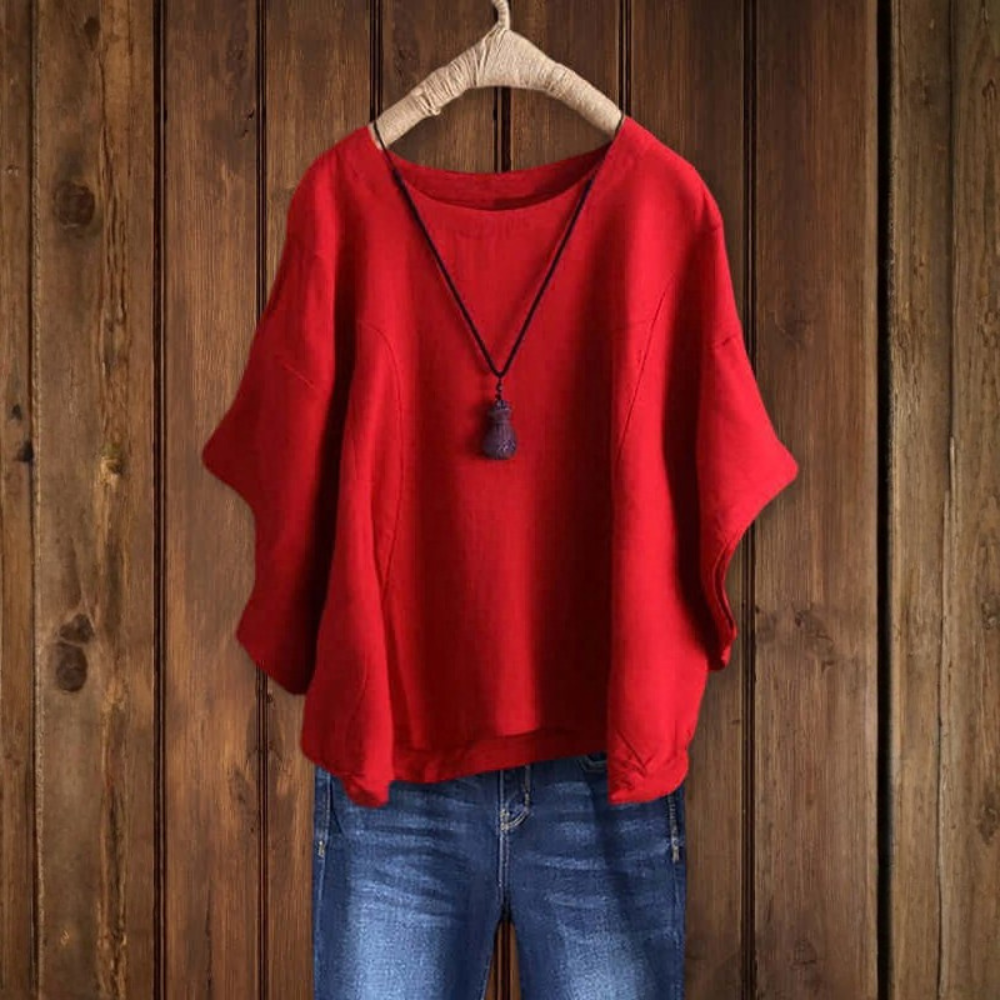 Airy Linen Dolman Sleeve Tunic
