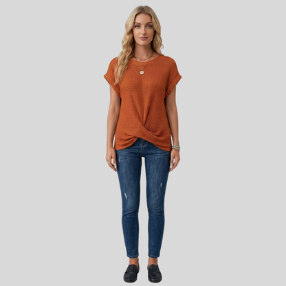 Airy Cotton Crew Neck Top