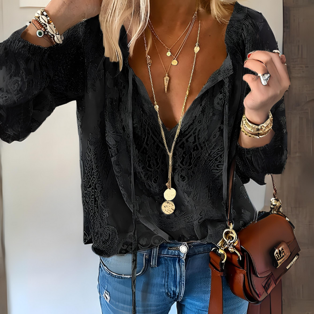 Sunny Boho Vneck Blouse Summer