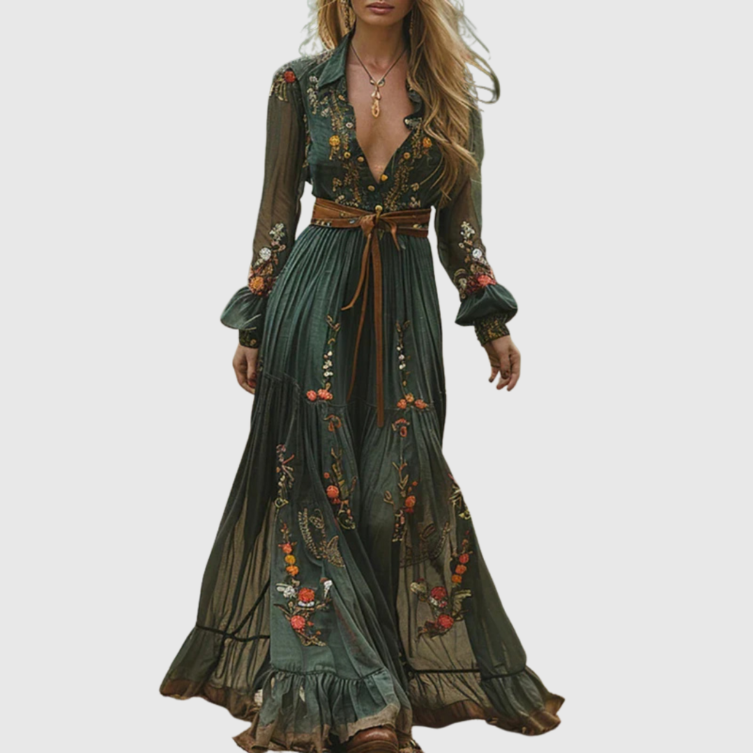 Romantic Embroidered Maxi Dress