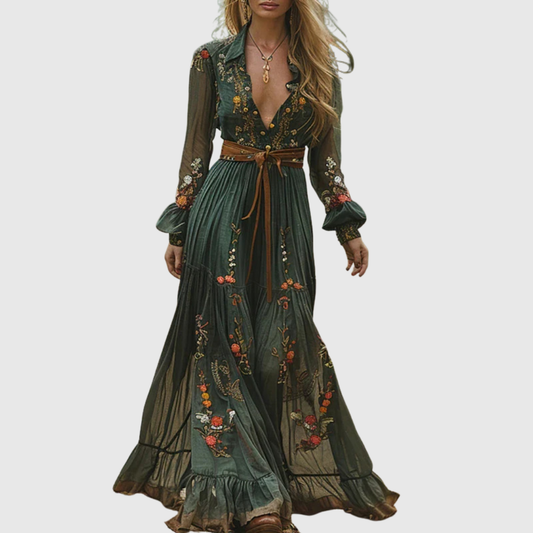 Romantic Embroidered Maxi Dress