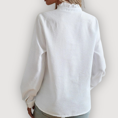 Chic Vertical Stripe Ruffle Blouse