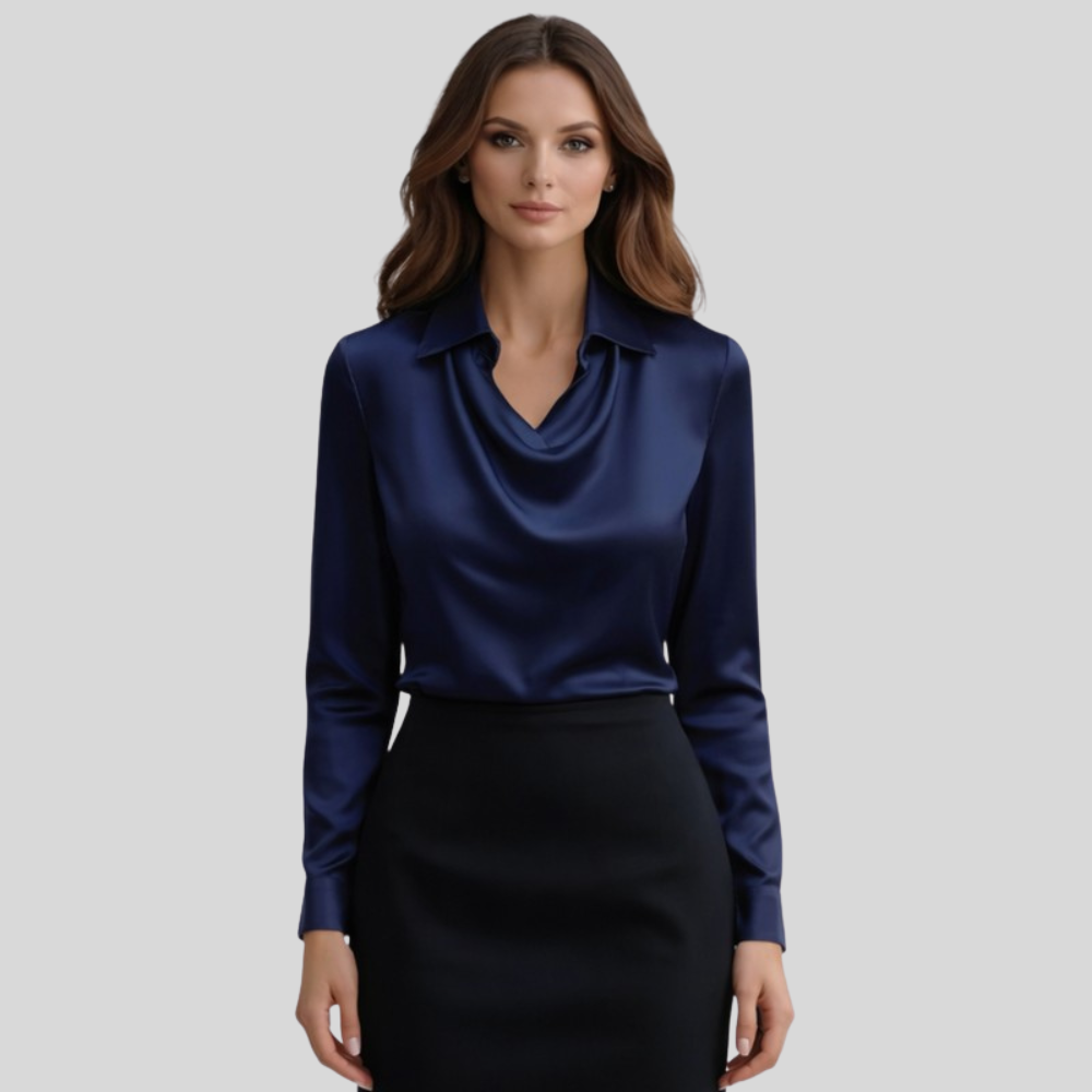 Silky Draped Neck Blouse