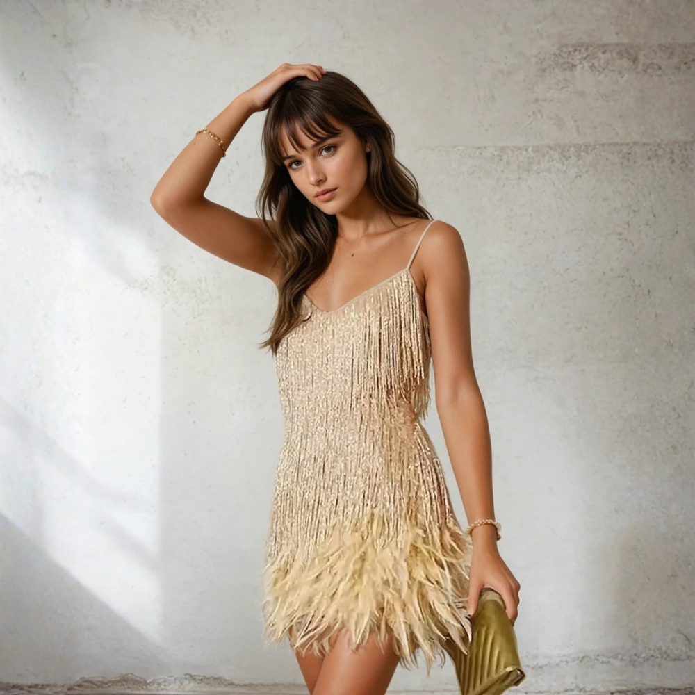 Glamorous Feather Mini Dress