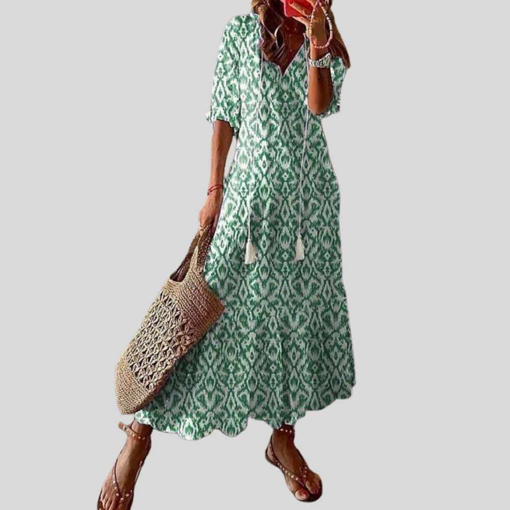 Boho Maxi Dress V Neck
