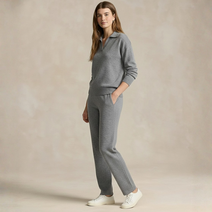 Cozy Knit Set Polo Collar