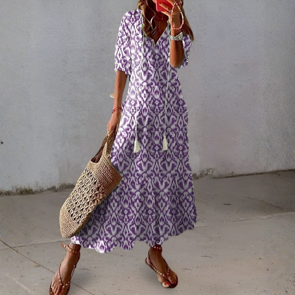 Boho Flowy Maxi Dress Tassel