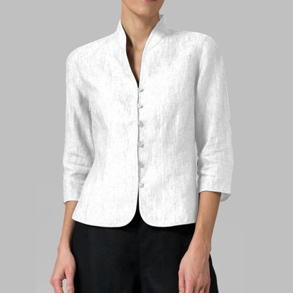 Sleek Blouse Stand Collar