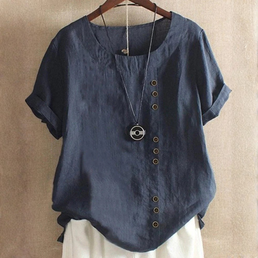 Effortless Cotton Blouse Round Neck
