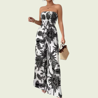 Floral Strapless Wide Leg Jumpsuit