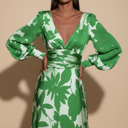 Floral V Neck Maxi Dress