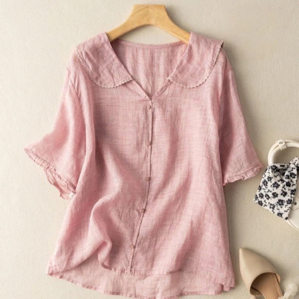 Vintage Blouse Scalloped Collar