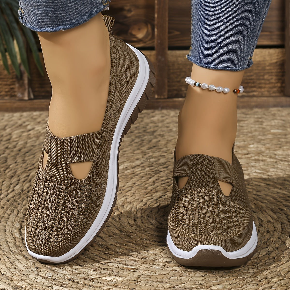 Breathable Knit Slip On Sneakers