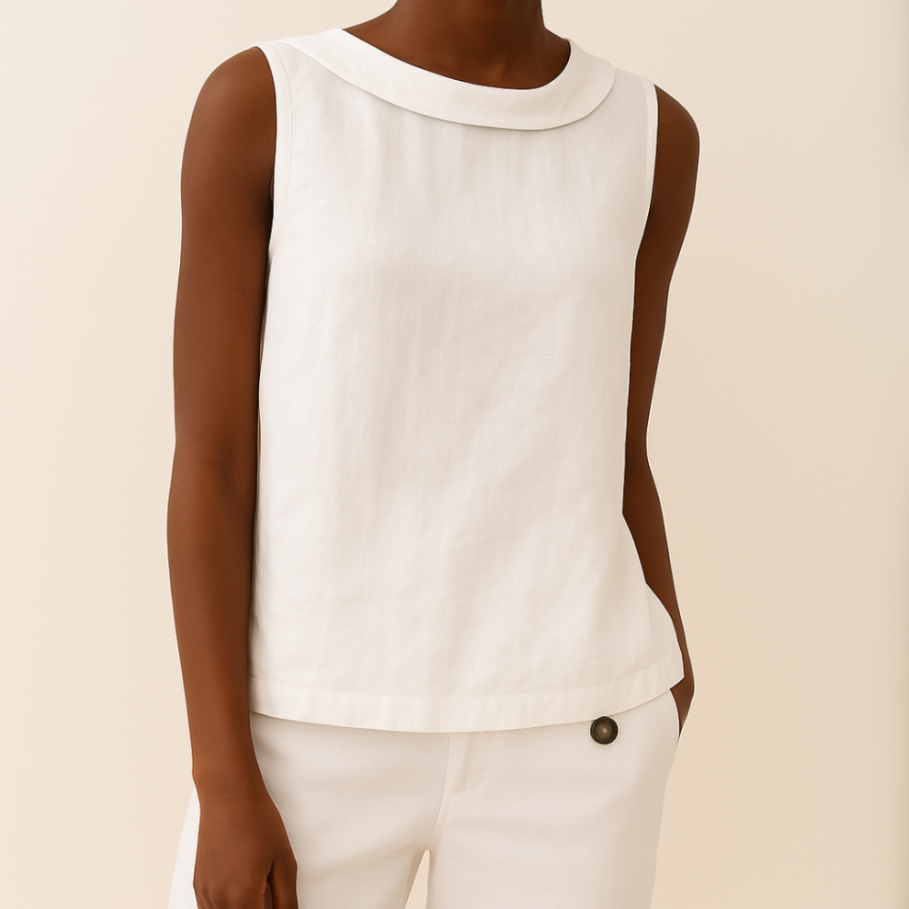 Lightweight Sleeveless Top Rolled Collar