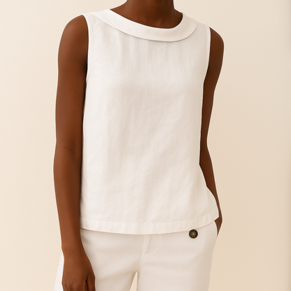 Lightweight Sleeveless Top Rolled Collar