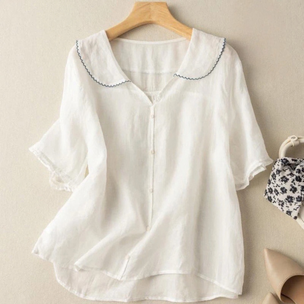 Vintage Blouse Scalloped Collar