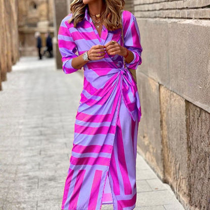 Vibrant Printed Wrap Midi Dress