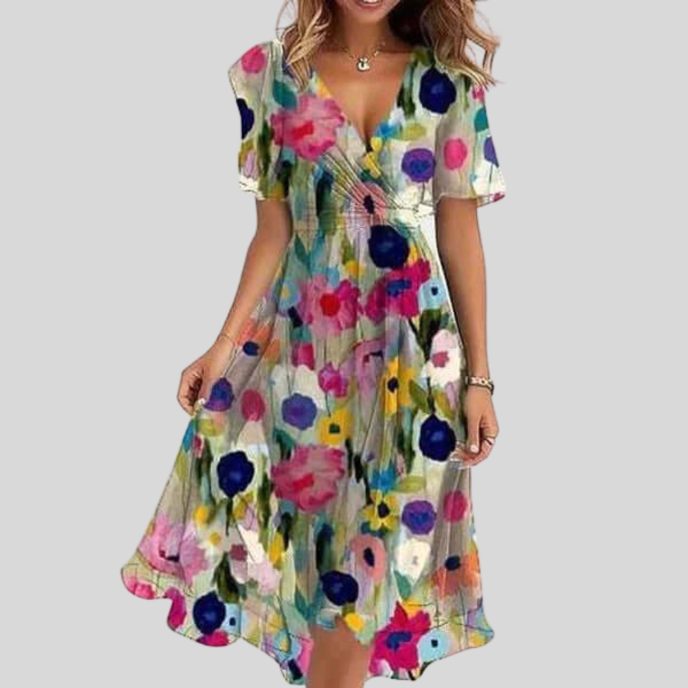 Relaxed Short Sleeve Midi Dress