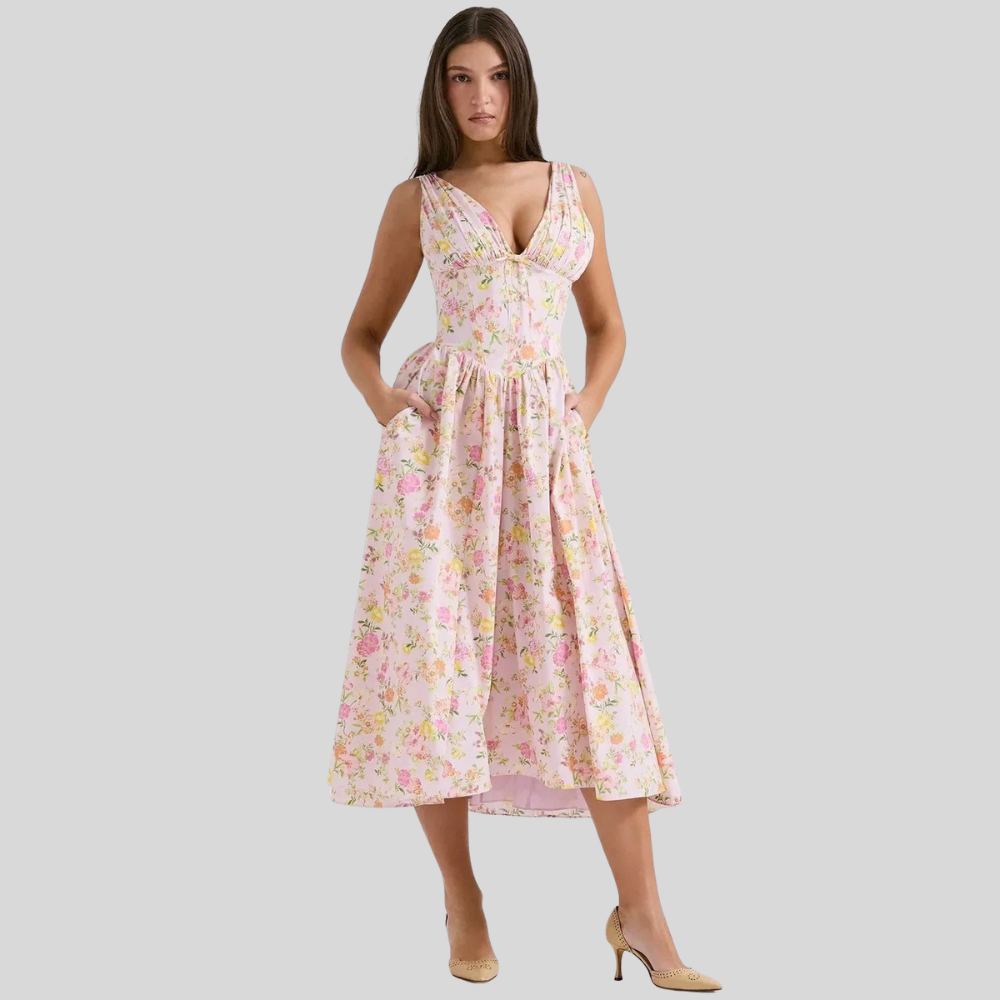 Tropical Print Midi Sundress