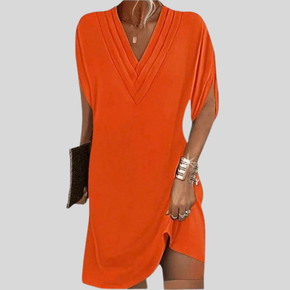 Effortless V Neck Shift Dress