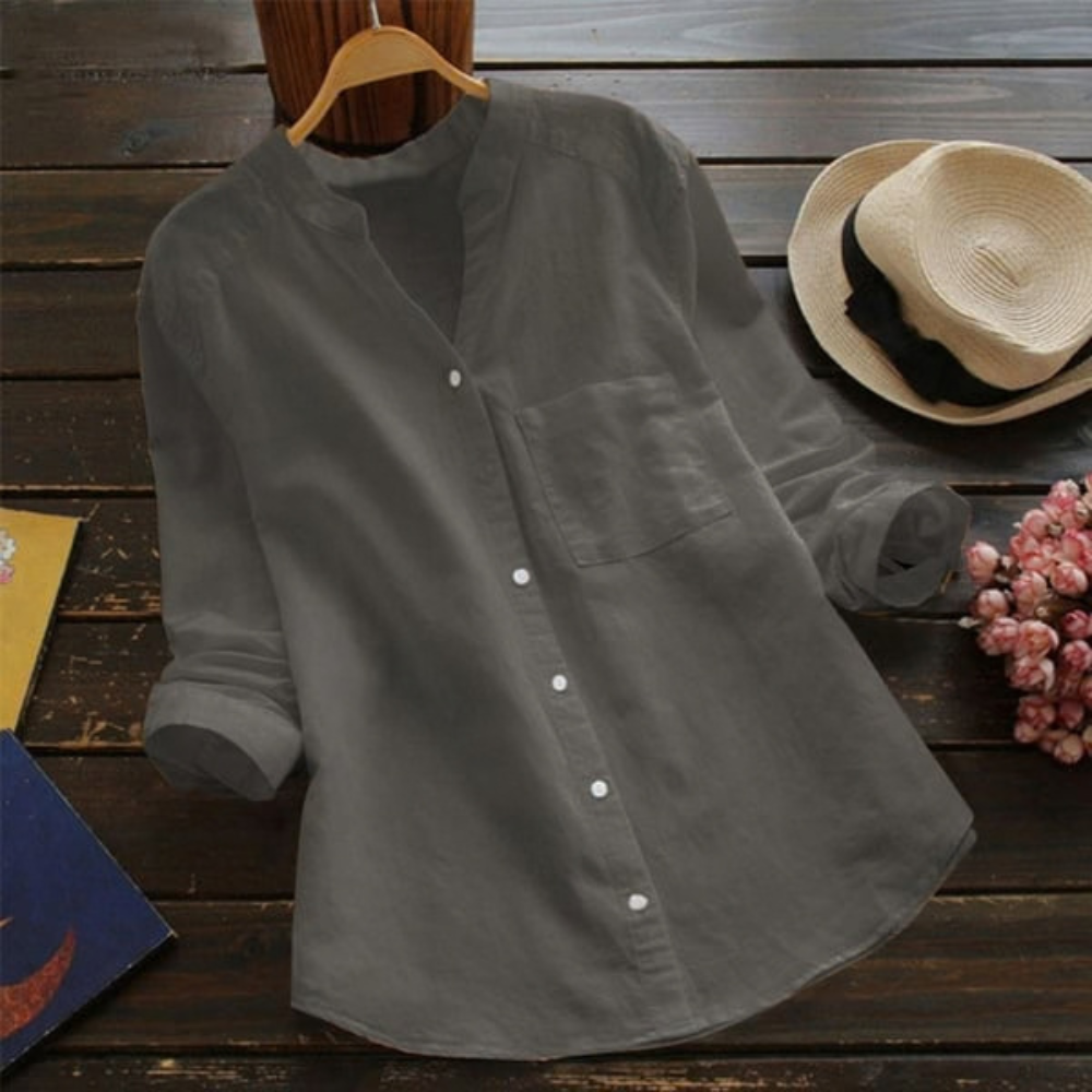 Relaxed Cotton Blouse Button Front