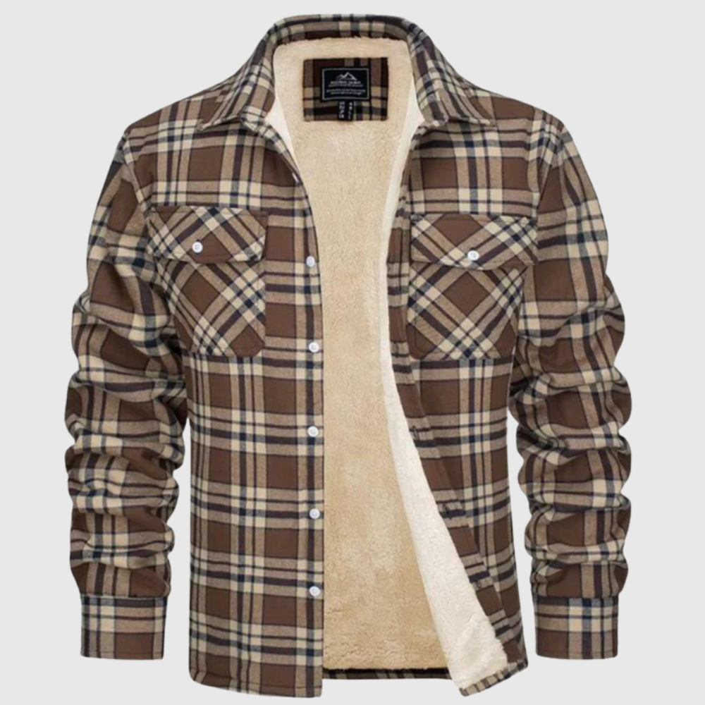 Warm Lined Plaid Casual Jacket
